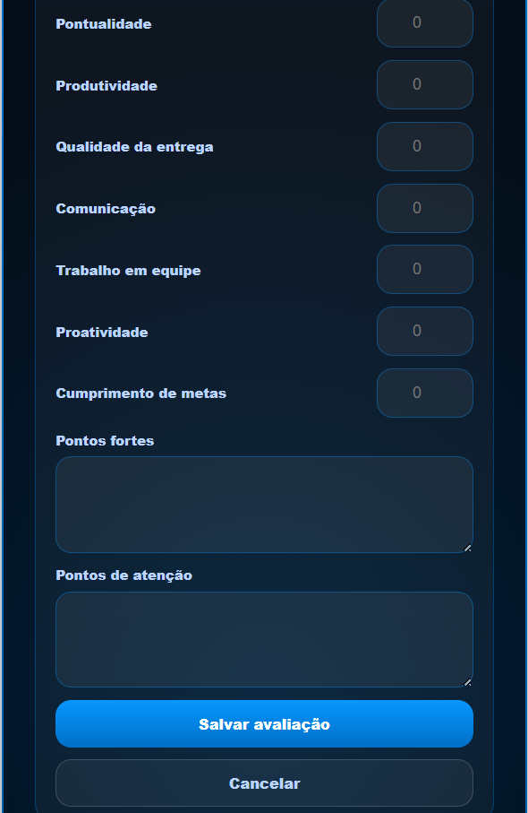 Avaliação preenchida